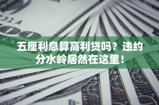 武汉五厘利息算高利贷吗？违约分水岭居然在这里！